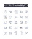 Internet and gadjets line icons collection. World Wide Web, Cyberspace, Online, Nerk, Web, Digital, Information