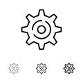 Internet, Gear, Setting Bold and thin black line icon set Royalty Free Stock Photo