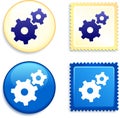 Internet Gear on Stamp and Button Royalty Free Stock Photo
