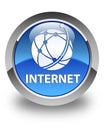 Internet (global network icon) glossy blue round button Royalty Free Stock Photo