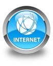 Internet (global network icon) glossy cyan blue round button Royalty Free Stock Photo