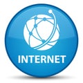 Internet (global network icon) special cyan blue round button