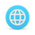 Internet global web connection circle button planet grid cyberspace network 3d icon realistic vector