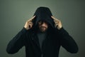 Internet hacker. Man with hoodie Royalty Free Stock Photo