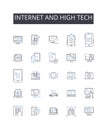 Internet and high tech line icons collection. Cyberspace, World Wide Web, Digital age, Data-driven, Online, Information