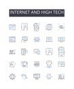 Internet and high tech line icons collection. Cyberspace, World Wide Web, Digital age, Data-driven, Online, Information