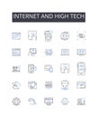 Internet and high tech line icons collection. Cyberspace, World Wide Web, Digital age, Data-driven, Online, Information