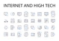 Internet and high tech line icons collection. Cyberspace, World Wide Web, Digital age, Data-driven, Online, Information