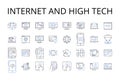 Internet and high tech line icons collection. Cyberspace, World Wide Web, Digital age, Data-driven, Online, Information