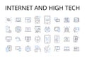 Internet and high tech line icons collection. Cyberspace, World Wide Web, Digital age, Data-driven, Online, Information