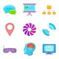 Internet host icons set, cartoon style