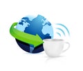 Internet hotspots coffee mug concept Royalty Free Stock Photo