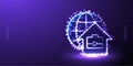 internet, house, globe, job low poly wireframe mesh from polygonal design vector illustration Royalty Free Stock Photo