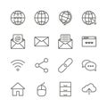 Internet icon set vector. Line network symbol collection isolated. Trendy message flat outline ui s Royalty Free Stock Photo