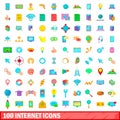 100 internet icons set, cartoon style Royalty Free Stock Photo