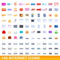 100 internet icons set, cartoon style Royalty Free Stock Photo