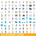 100 internet icons set, cartoon style Royalty Free Stock Photo