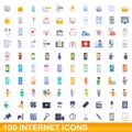 100 internet icons set, cartoon style Royalty Free Stock Photo