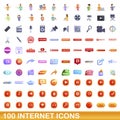 100 internet icons set, cartoon style Royalty Free Stock Photo