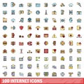 100 internet icons set, color line style Royalty Free Stock Photo