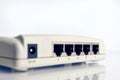 Internet Lan Hub With Back Ports Closeup Royalty Free Stock Photo