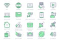 Internet line icons. Vector illustration include icon - satellite dish, provider, wifi, cctv camera, laptop, optical