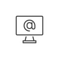Internet mail monitor line icon