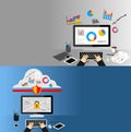 Internet Marketing and Data Protection concept illustration.