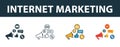 Internet Marketing icon set. Four elements in diferent styles from online marketing icons collection. Creative internet marketing Royalty Free Stock Photo