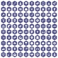 100 internet marketing icons hexagon purple Royalty Free Stock Photo