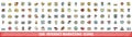 100 internet marketing icons set, color line style Royalty Free Stock Photo