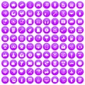 100 internet marketing icons set purple Royalty Free Stock Photo