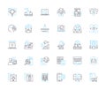 Internet marketing linear icons set. SEO, Content, PPC, Branding, Social, Analytics, Strategy line vector and concept