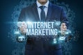 Internet marketing showing a businessman in hands .