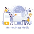 Internet mass media concept. Flat vector illustration. Royalty Free Stock Photo