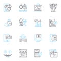 Internet media linear icons set. Streaming, Viral, Podcast, Webinar, Influencer, Blog, Vlog line vector and concept Royalty Free Stock Photo