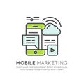 Internet Mobile Marketing and Promotion Process Sending Letters to Users, Shopping, E-commerce Royalty Free Stock Photo