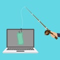 Internet money crime phishing on laptop illustration flat design Royalty Free Stock Photo