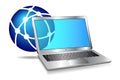 Internet Network Computer Icon with Silver Laptop