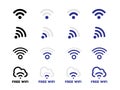 Internet network free Wifi connection icon set Royalty Free Stock Photo