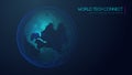 Internet network and science, technology background vector. World tech connect earth globe. Royalty Free Stock Photo