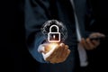 Internet network security concept and secure information cyber security lock symbol