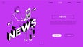 Internet news landing page colorful vector template