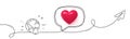 Internet notification line icon. Alarm reminder sign. Continuous line with plane. Vector