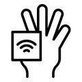 Internet palm recognition icon outline vector. Biometric scan