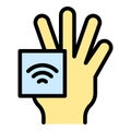 Internet palm recognition icon vector flat