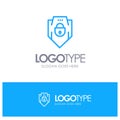 Internet, Password, Shield, Web Security, Blue outLine Logo with place for tagline Royalty Free Stock Photo
