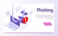 Internet phishing, hacked login and password. Hacking credit card or personal information website