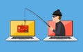 Internet phishing and hacking attack concept.