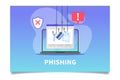 Internet phishing, stealing credit card data, account password and user id. Concept of hacking personal information via